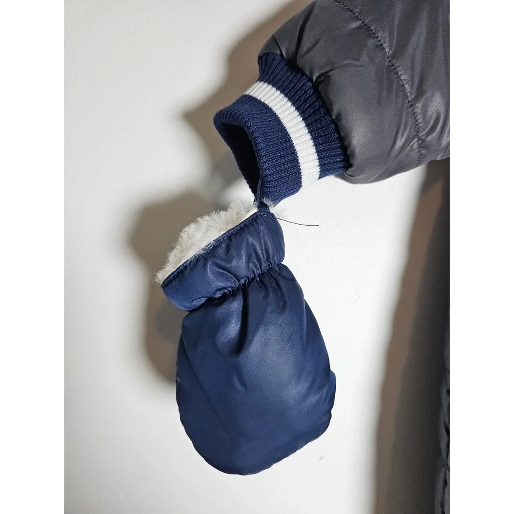 Winter Urban Republic Pram Suit Baby Boy 3M Gray Quilted Faux Fur Hooded Mittens